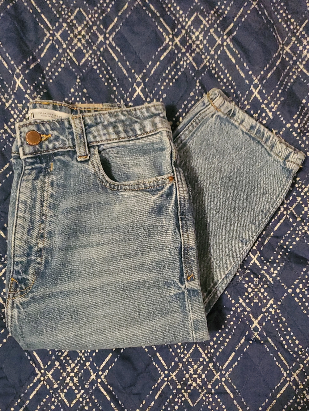 High Rise Vintage Stone Wash Light Blue Denim Jeans